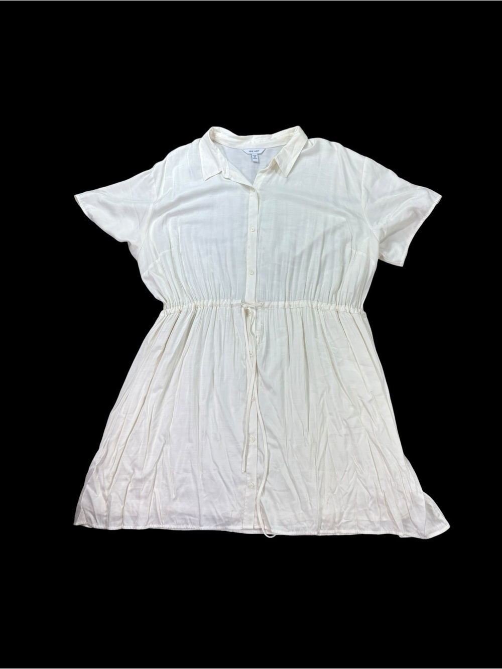 Woman’s Nine West ivory/cream button down drawstring coverup dress size 5X